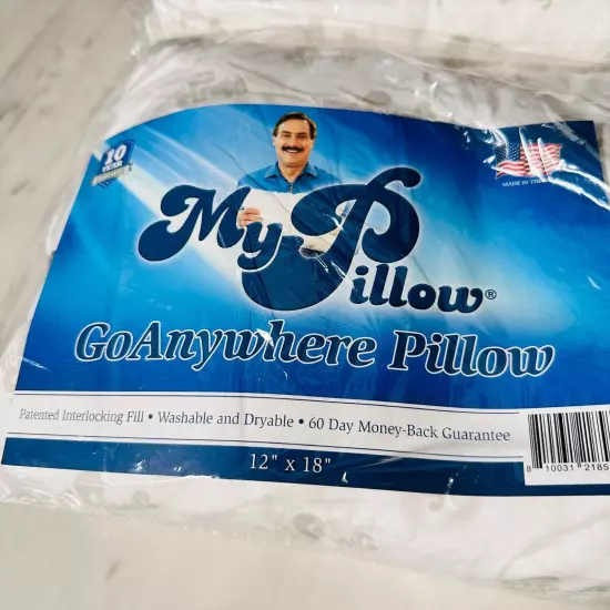 (2) My Pillow Go Anywhere Pillows -New Sealed 12" X 18" New Pillowcases Included