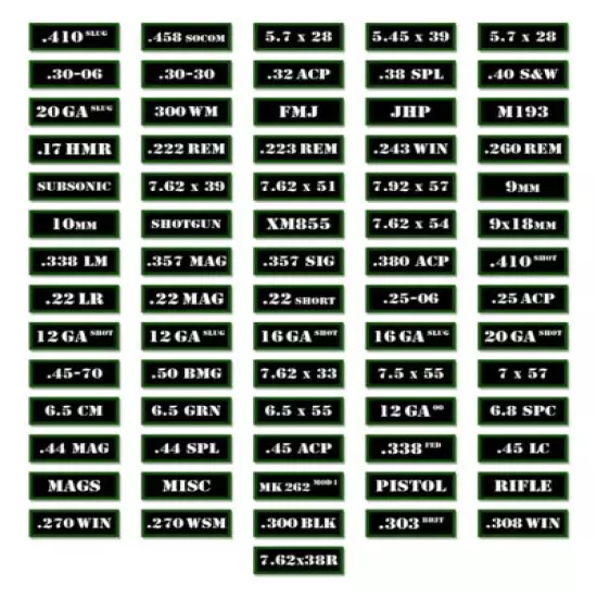 9.3x62 mm Ammo Can Labels Ammunition Decal Sticker 2 pack Army Green 3"x1.15"