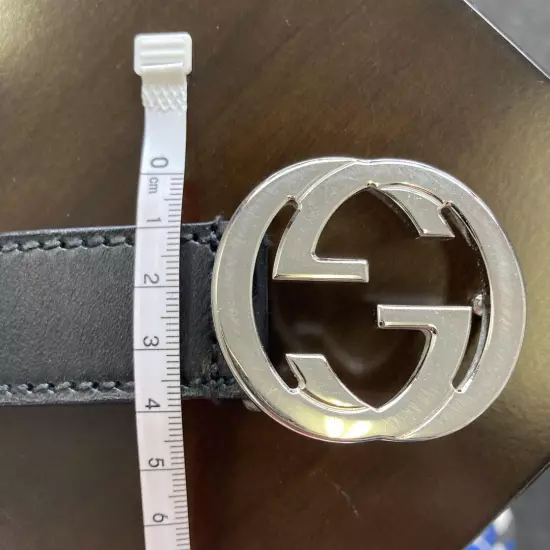 GUCCI GG Buckle Belt Men s Leather Black Made in Italy