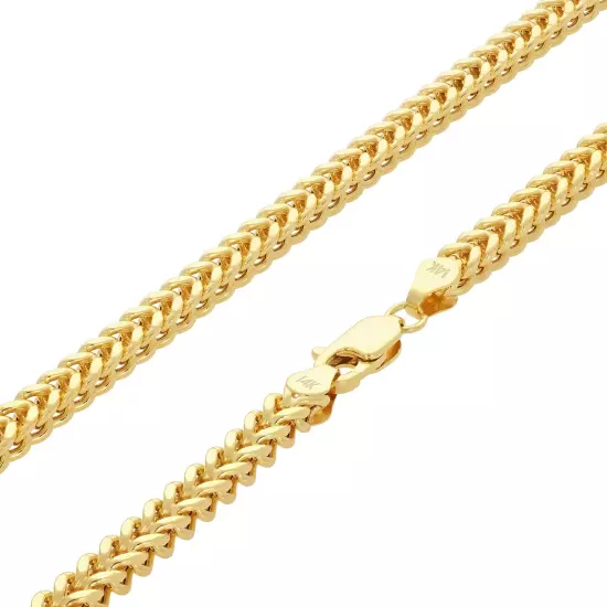 14K Yellow Gold 1.5mm-5mm Franco Square Box Chain Necklace Mens Womens 16"- 30"