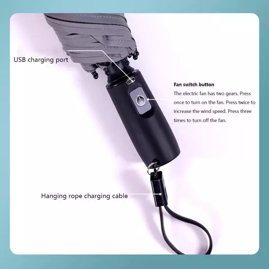 Rechargeable Folding Umbrella with Fan Summer Sunny Umbrella Nice