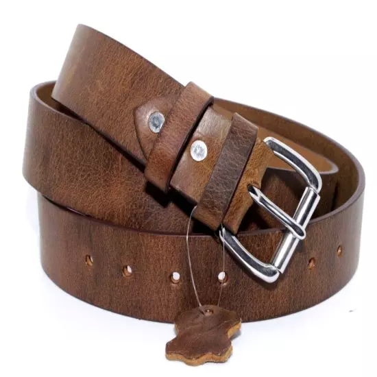 Men's Genuine Buffalo FULL GRAIN Leather Belt, 1 1/2" width, Handmade, By Amish