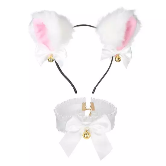 Cat Ear Bow Headband Claw Gloves Cosplay Plush Hairband Women Girl Headwear'