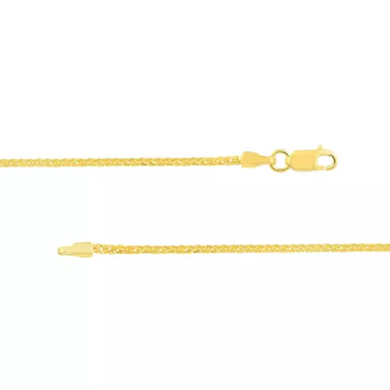 1.25MM SQUARE WHEAT CHAIN NECKLACE REAL 14K YELLOW GOLD