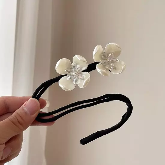 Women Flower Pearl Hairpin Bun Maker Twist Headbands US Hair Accessories C4W7