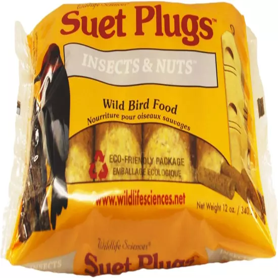 Wildlife Sciences Suet Plugs Variety 16 Pack, 4 Wrapped 4 Packs 12 Ounces Each