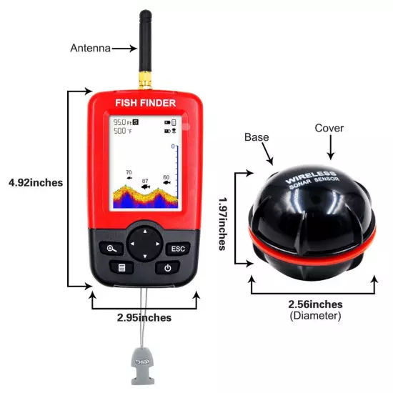 Wireless Sonar Fish Finder Underwater Depth Echo Sounder With Fishing Detector