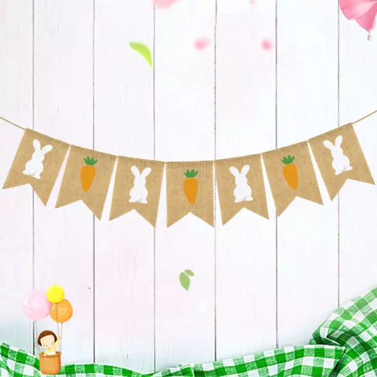 Easter Bunny Carrot Linen Swallowtail Banner for Party