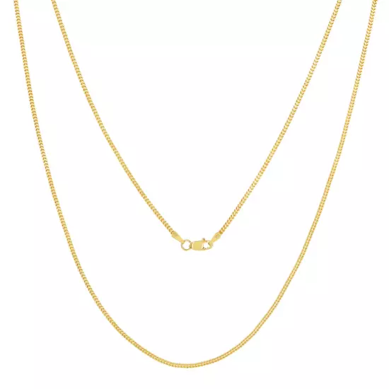 10K Yellow Gold 1.5mm Franco Box Wheat Foxtail Chain Necklace Mens Women 16"-30"