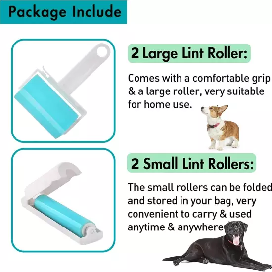 Lint Roller, Reusable Washable Lint Roller Sticky Lint Remover Pet Hair Remov...