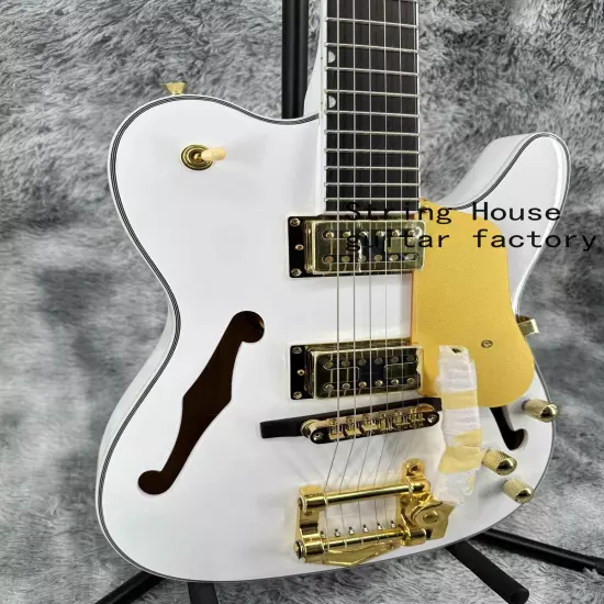 TELE Custom New Gloss White Electric Guitar Gold Hardware 2H Pickups Bigsby