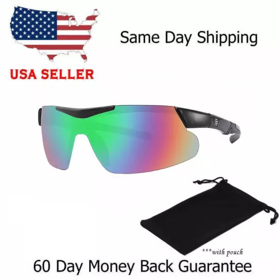 New Men Polarized Sunglasses Sport Mirror Wrap Around Driving Eyewear Glasses Us