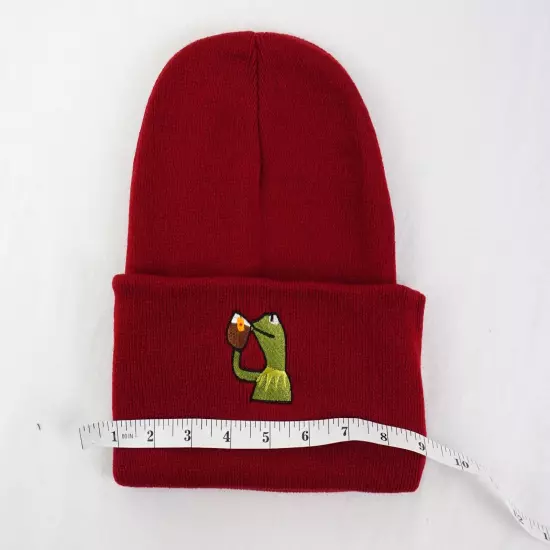 Kermit The Frog Sipping On Tea Gray & Red Beanie - One Size Fits All Lot of 55