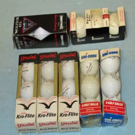 Vintage Spalding Ram 21 Golf Balls 7 Sleeves Kro-Flite Uni-Core Molitor 3-D