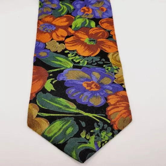 Kenneth Roberts Floral Bold Color Necktie Rayon Wool Blend Classy Business Style