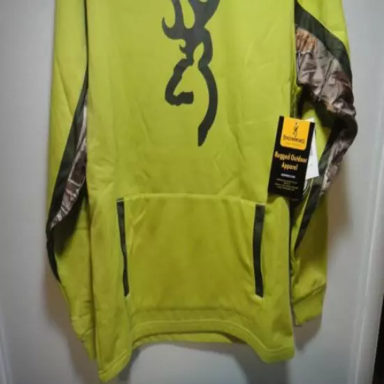 Browning & Realtree xtra Mens Antler Pull over Hoddie Color Dark Citron Size SM