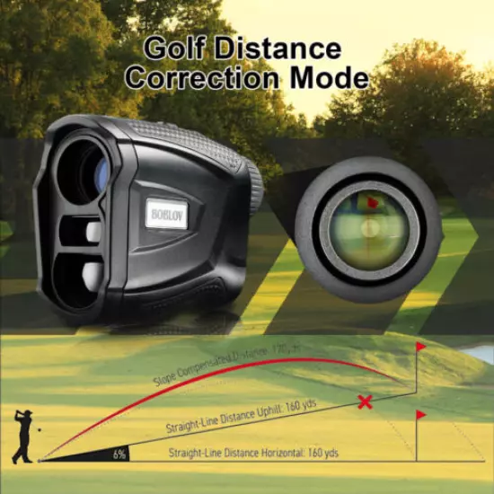 BOBLOV 6X 650 Yards Magnetic Golf Rangefinder Flag Locking Ranging Speed Meter.