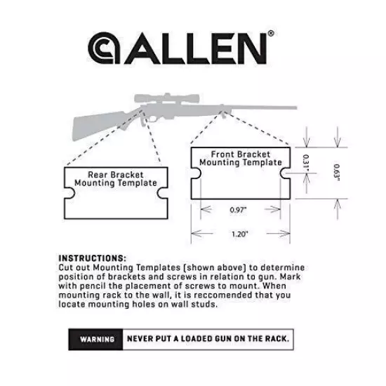 Allen Company Brass Shotgun & Rifle Wall Mount Gun Hanger Hooks Kit - Fits Most