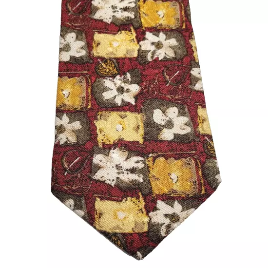 Tino Cosura Classic Silk Italian Professional Necktie Floral Maroon Beige White