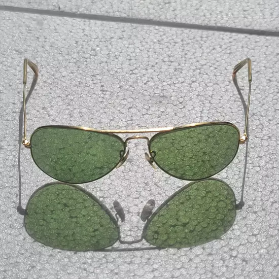 1980's 58[]14mm VINTAGE B&L RAY-BAN USA RU-GREEN AVIATOR SUNGLASSES