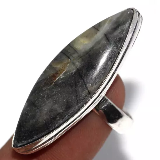 925 Silver Plated Picasso Jasper Ethnic Ring Handmade Jewelry Size Us 8.5 GW