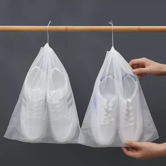 50Pcs Drawstring Shoes Clothes Clear Portable Storage Bag Dust Bags Travel Pouch