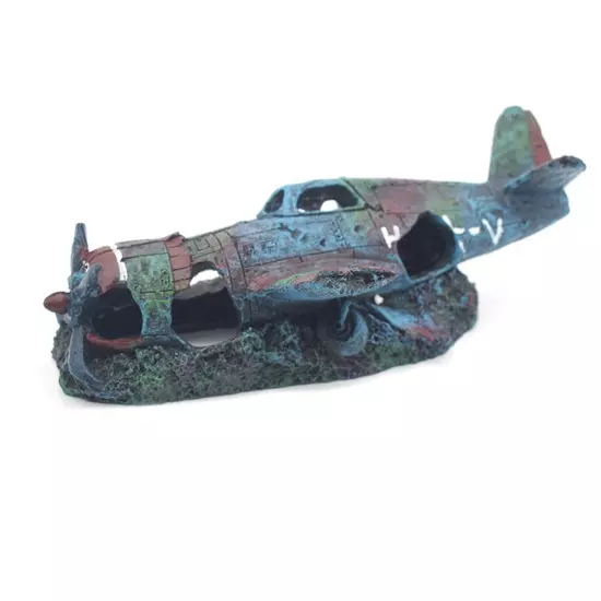 Fighter Plane Wreck Ruin Aquarium Decoration Fish Tank Artificial Craft Resin