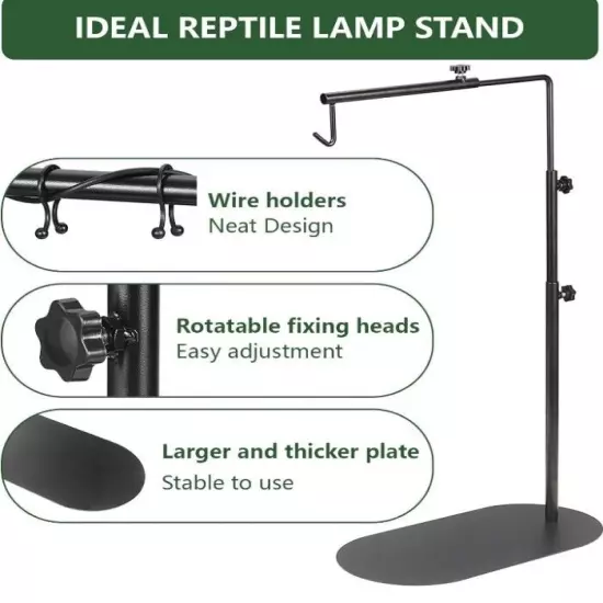 Reptile Domes Stand Adjustable 14-37 Inch Heat Lamp Stand Fixture .