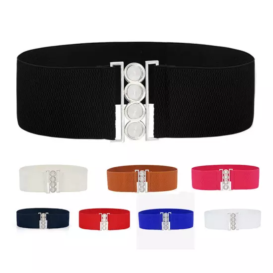 Womens Wide Belts Elasticated Ladies Casual Stretch Buckle Dress Waist Belt