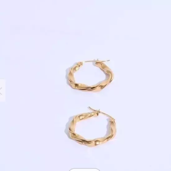 Gold Twist Hoop Earrings Waterproof on trend Hoops lightweight gift for her