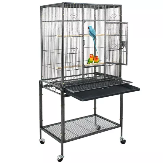 53" Large Bird Pet Cage Large Play Top Parrot Finch Cage Macaw Cockatoo W/ Door