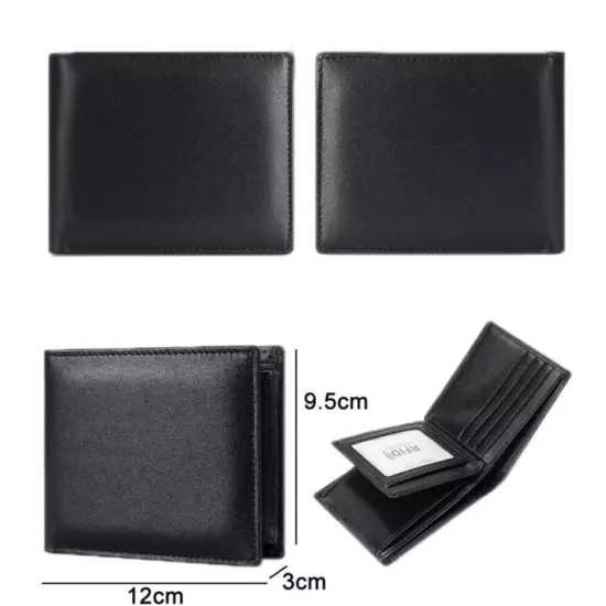 TP-215 Leather RFID Anti-theft Tri-fold Short Wallet(Black)