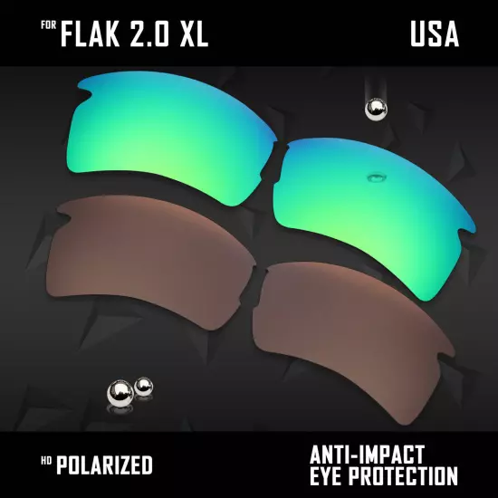 Anti Scratch Polarized Replacement Lenses for-Oakley Flak 2.0 XL OO9188 Options