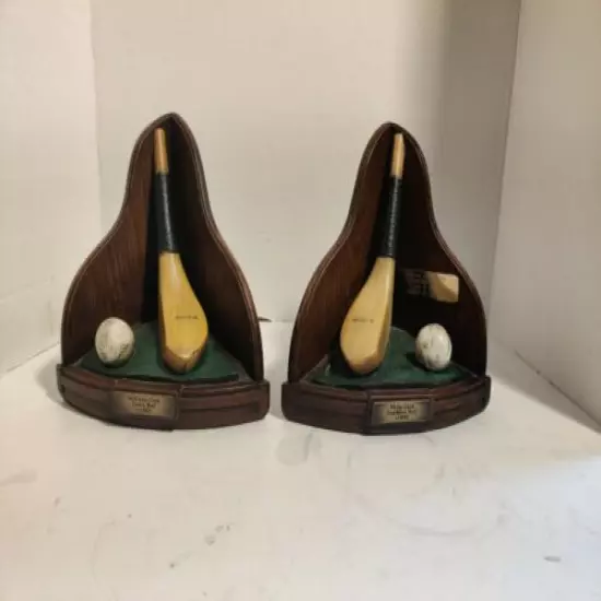 PR. OF, FAUX VINTAGE REPLICA GOLFING EQUIPMENT BOOKENDS