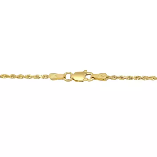 10K Yellow Gold 1mm-5mm Diamond Cut Solid Rope Chain Pendant Necklace 16"- 30"