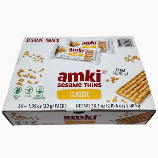 Amki Sesame Thins Classic, 36 x 1.05oz (30g) Packs-Free Shipping-Expiration 2026