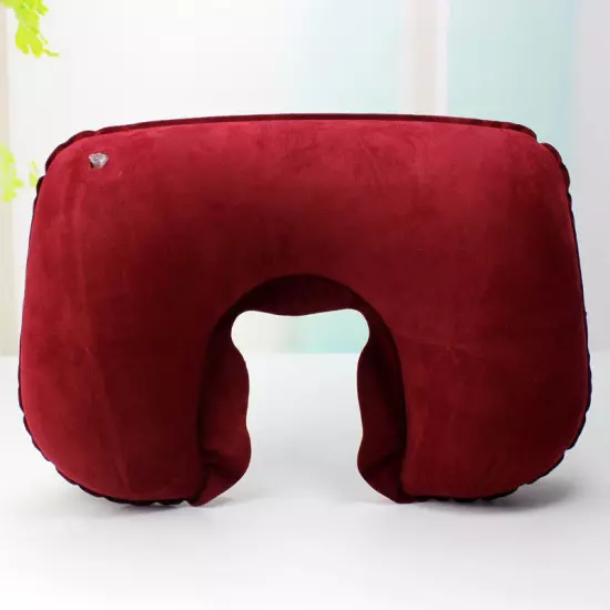 1X Portable Inflatable Flight Pillow Neck U Rest Air Cushion