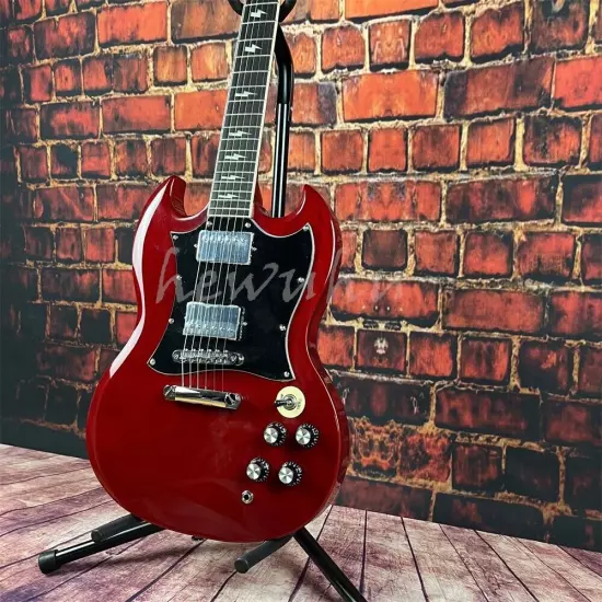 Custom shop Angus Young SG red electric guitar chrome hardware shipping quickly