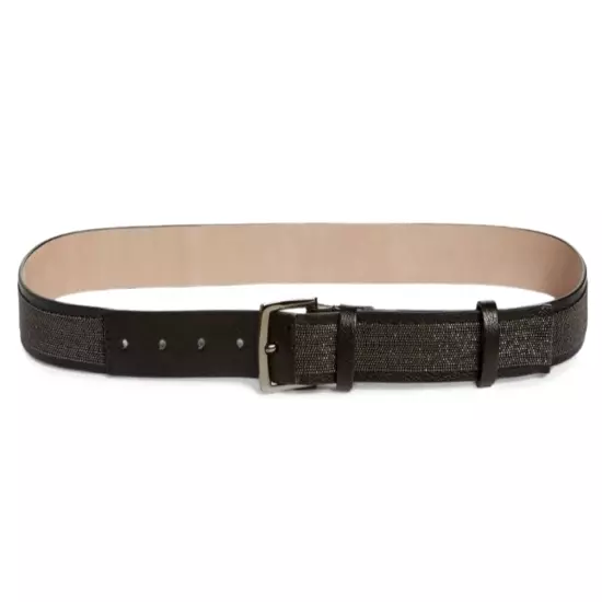 Brunello Cucinelli Women's Monili Trim Beaded Leather Belt Black Size S - Italy