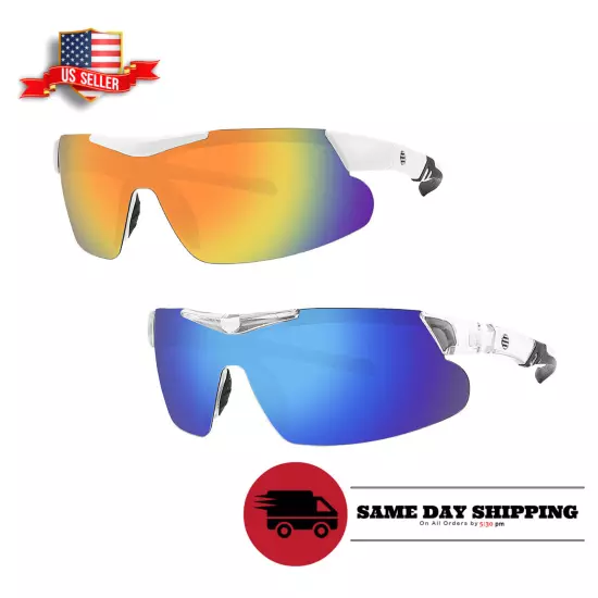 New Men Polarized Sunglasses Sport Mirror Wrap Around Driving Eyewear Glasses Us