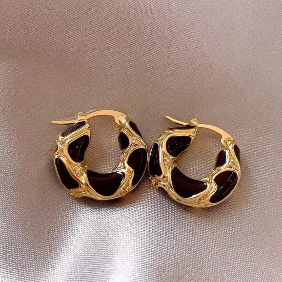 Hoop Earrings Female Enamel Lava Ear Ring