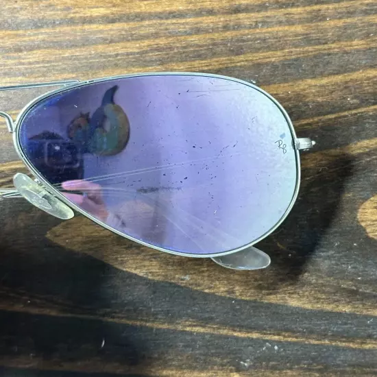 Ray-Ban RB3025 Silver Frame w/Purple Lens Full Rim Aviator Sunglasses