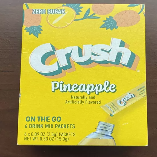 Crush Pineapple Sugar Free Water Enhancer Beverage mix new