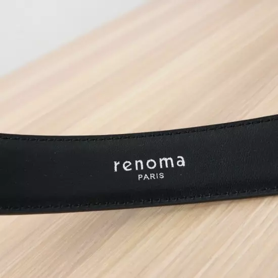 RENOMA Paris Belt 85 34 Black Leather Formal MEDIUM Slide Ratchet No Hole FRANCE