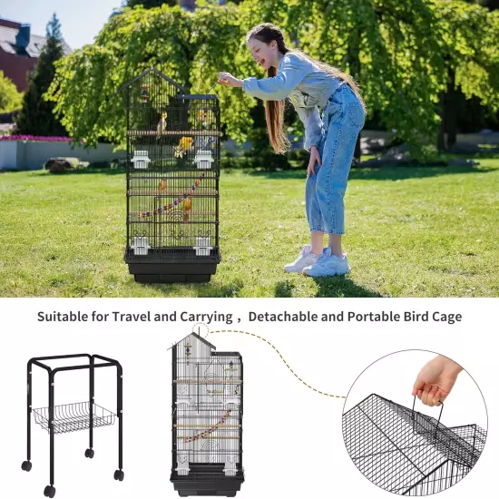 62 inch Metal Bird Cage, Large Parakeet Cages for Parrot, Cockatiel, Lovebird