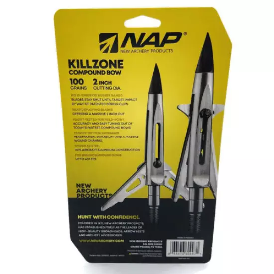 New Archery Products NAP Killzone Compound Bow Mechanical Broadheads 100 Grains