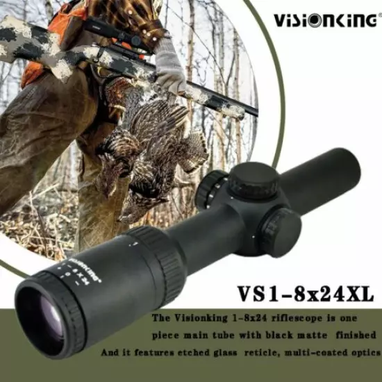 Visionking 1-8x24 Shooting Sight Rifle Scope Military Tactical Hunting 30mm