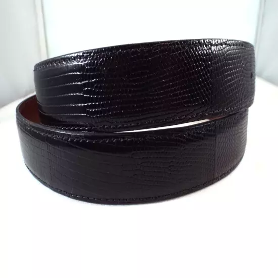 NWOT Pinto Ranch Handmade Glazed Black Genuine Lizard 1.25" Belt Strap Sz 38 USA