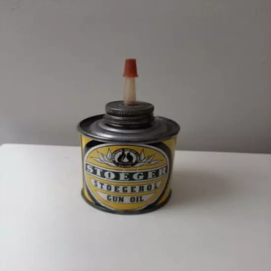 Stoeger Tin "Stoegerol Gun Oil" Stoeger Arms Rifle Pistol Gun Oil Can Great Cond