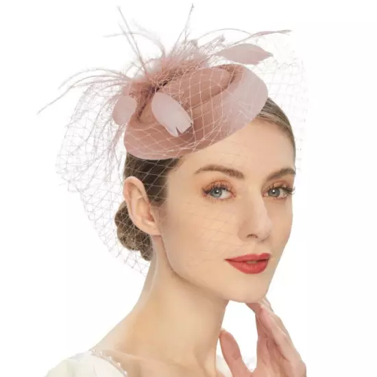 Women Fascinators Hat Wedding Cocktail Tea Party Headwear Mesh Veil Hair Clip